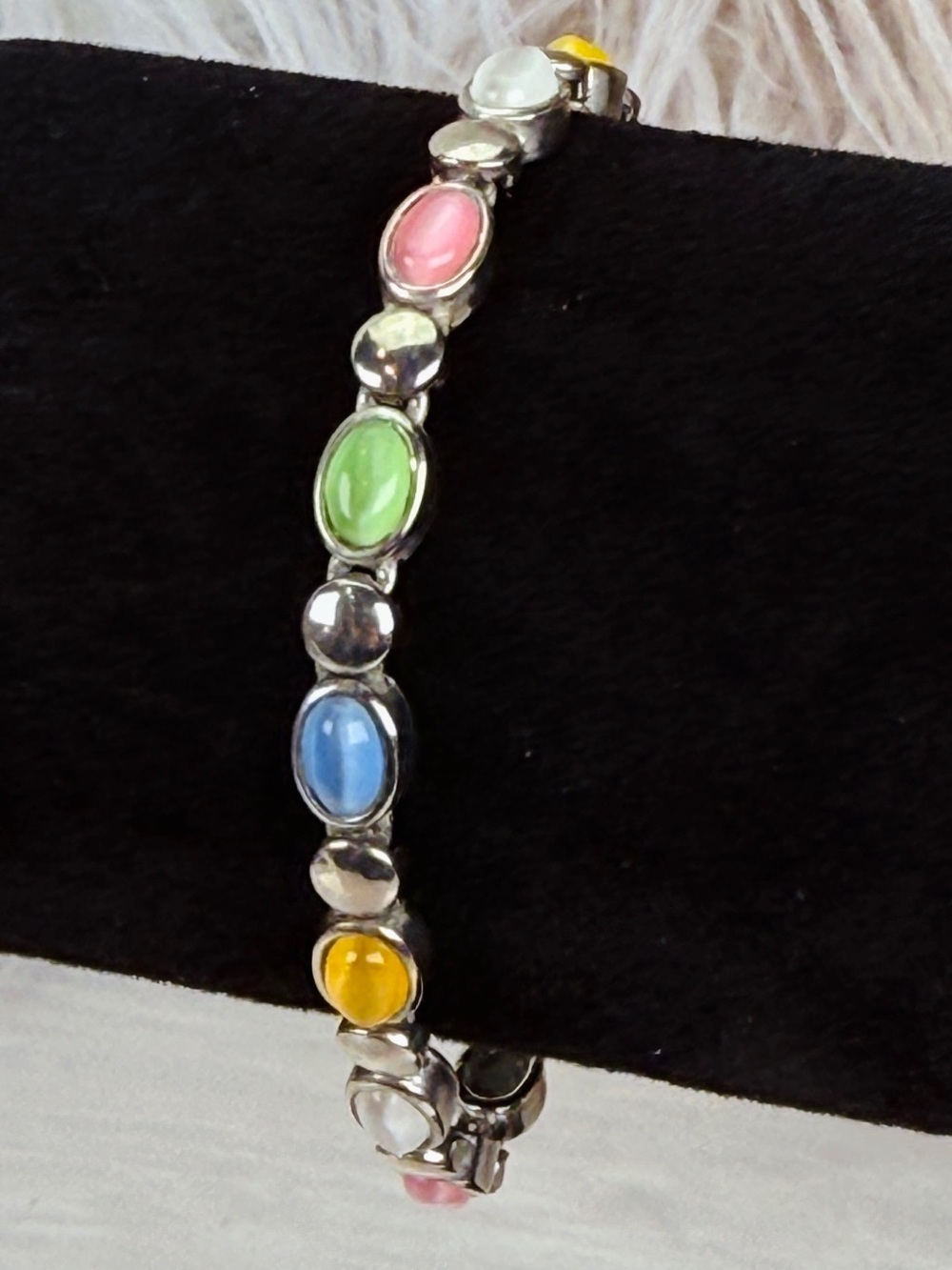 Vintage multicolored Silvertone tennis bracelet